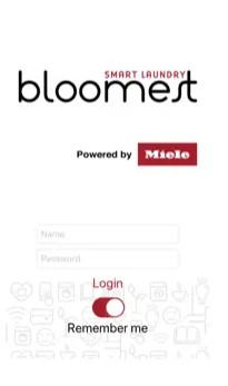 Login-Screen der Bloomest App zum Wäschewaschen im SB-Waschsalon Nürnberg